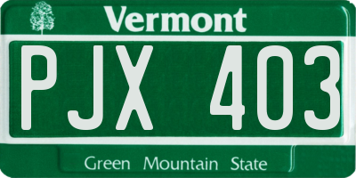 VT license plate PJX403