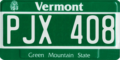 VT license plate PJX408