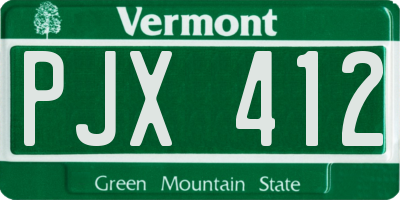 VT license plate PJX412