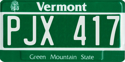VT license plate PJX417