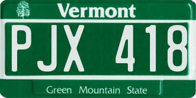 VT license plate PJX418