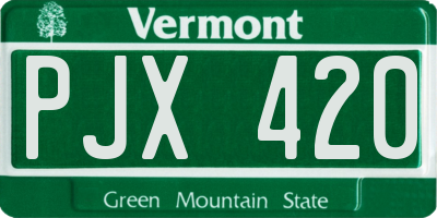 VT license plate PJX420