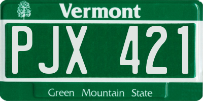 VT license plate PJX421