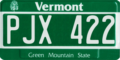 VT license plate PJX422