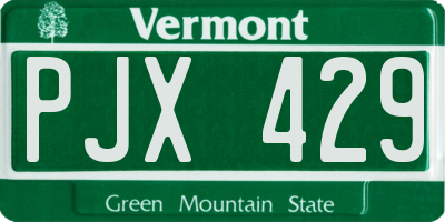 VT license plate PJX429