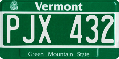 VT license plate PJX432