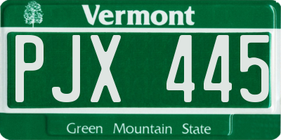 VT license plate PJX445