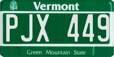VT license plate PJX449