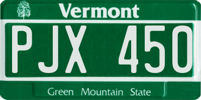 VT license plate PJX450