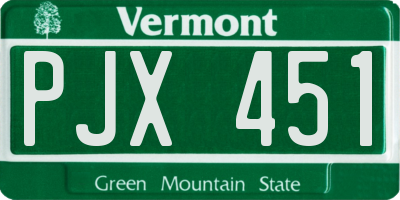 VT license plate PJX451