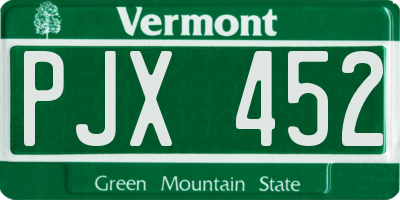 VT license plate PJX452