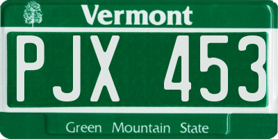 VT license plate PJX453