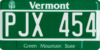 VT license plate PJX454