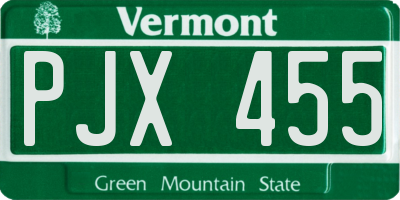 VT license plate PJX455