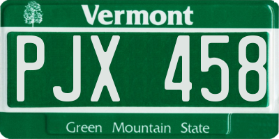 VT license plate PJX458