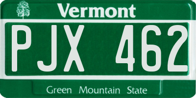VT license plate PJX462