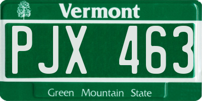 VT license plate PJX463