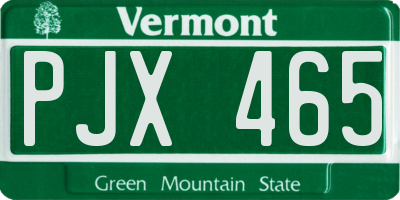 VT license plate PJX465