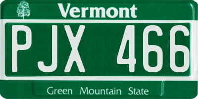 VT license plate PJX466