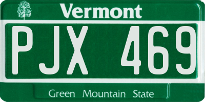 VT license plate PJX469