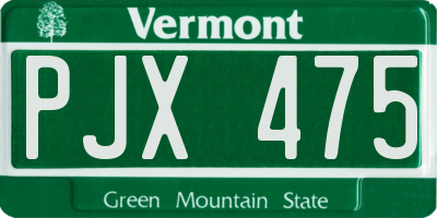 VT license plate PJX475