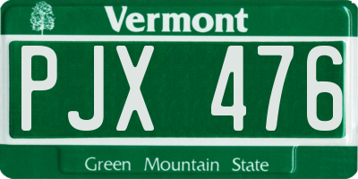 VT license plate PJX476