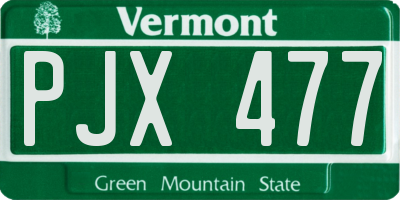 VT license plate PJX477