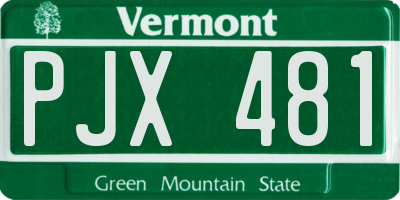 VT license plate PJX481