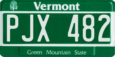 VT license plate PJX482