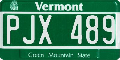 VT license plate PJX489