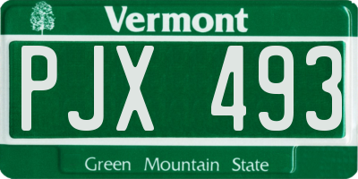 VT license plate PJX493