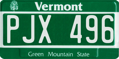VT license plate PJX496