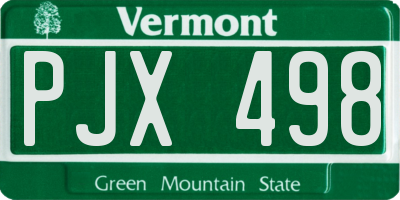 VT license plate PJX498