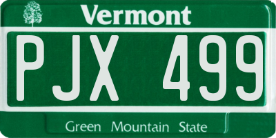 VT license plate PJX499