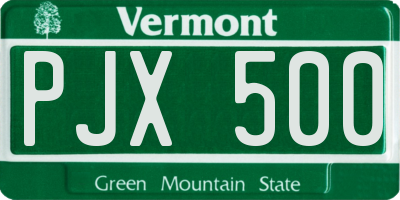VT license plate PJX500