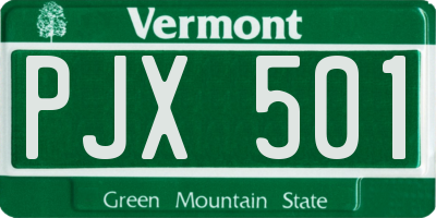 VT license plate PJX501