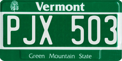 VT license plate PJX503