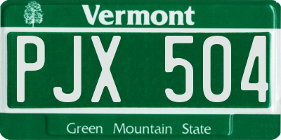 VT license plate PJX504