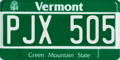 VT license plate PJX505
