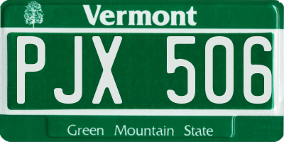 VT license plate PJX506