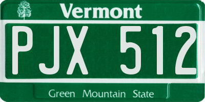 VT license plate PJX512