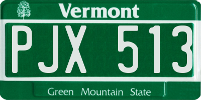 VT license plate PJX513
