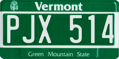 VT license plate PJX514