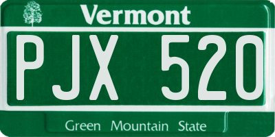 VT license plate PJX520