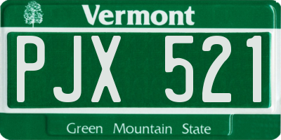 VT license plate PJX521
