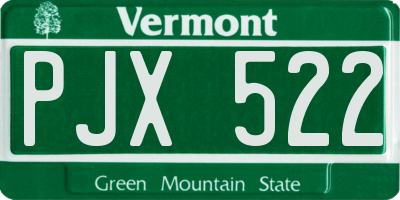 VT license plate PJX522