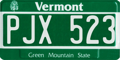 VT license plate PJX523