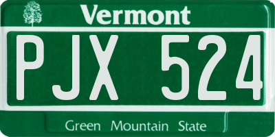 VT license plate PJX524
