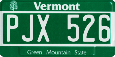 VT license plate PJX526
