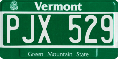 VT license plate PJX529